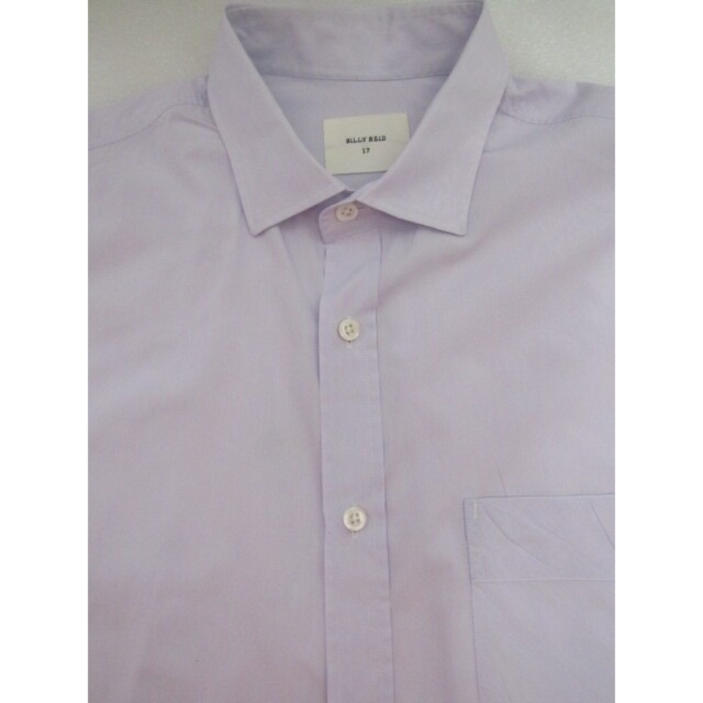 Billy‎ Reid Size L Purple Lavender Solid Mens Spread Collar Dress Shirt Italy